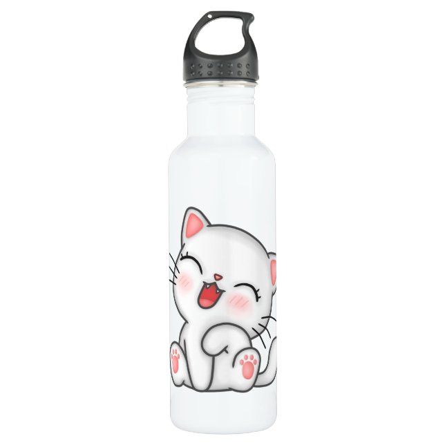 Cat Stainless Steel Water Bottle (Front)