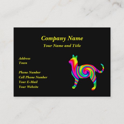 Customizable Cat Shaped Rainbow Twist Business Card