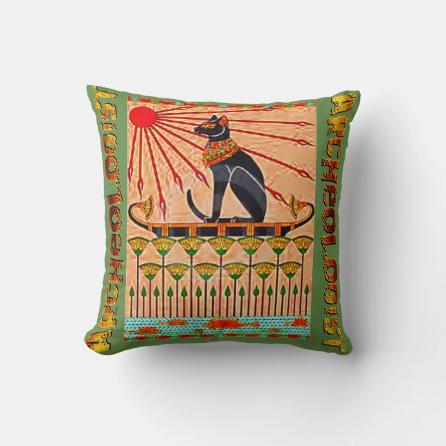 "Cat-staroveký" Throw Pillow (Front)
