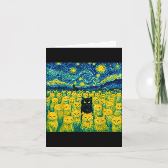 Cat Starry Night Van Gogh Cat For Cat Lover  Card (Front)