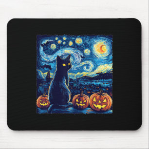 Cat Starry Night Van Gogh Cat For Cat Lover Cat Da Mouse Pad