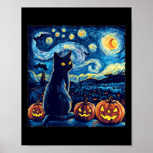 Cat Starry Night Van Gogh Cat For Cat Lover Cat Da Poster