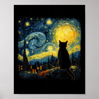 Cat Starry Night Van Gogh Cat For Cat Lover Cat Mo
