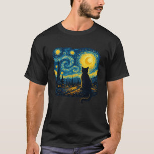 Cat Starry Night Van Gogh Cat For Cat Lover Cat Mo T-Shirt