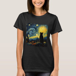 Cat Starry Night Van Gogh Cat For Cat Lover Cat Mo T-Shirt