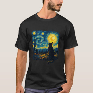 Cat Starry Night Van Gogh Cat for Cat Lover Cat Mo T-Shirt