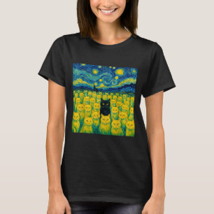 Cat Starry Night Van Gogh Cat For Cat Lover  T-Shirt