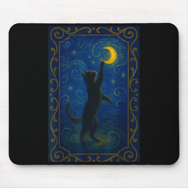Cat Starry Night Van Gogh Cat Funny Cat Lover Mom  Mouse Pad (Front)