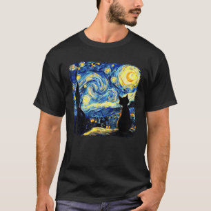 Cat Starry Night Van Gogh Cat Lover Cat Mom Dad Me T-Shirt