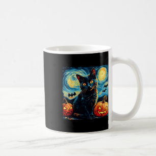 Cat Starry Night Van Gogh Cat Lover Pumpkins Bats Coffee Mug