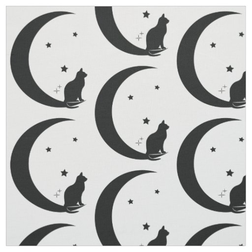 Cat, Stars, and Moon Fabric