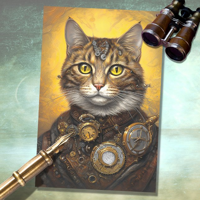 Cat Steampunk 2 Decoupage Paper (Creator Uploaded)