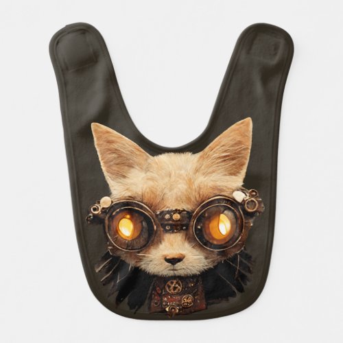 Cat Steampunk Gothic Retro Kitty Portrait Baby Bib