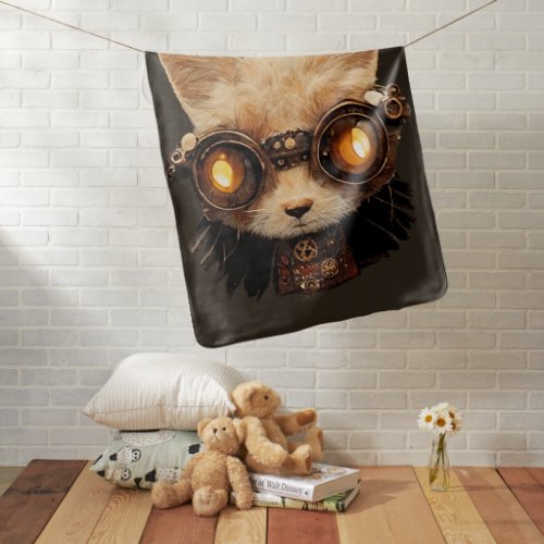 Cat Steampunk Gothic Retro Kitty Portrait Baby Blanket