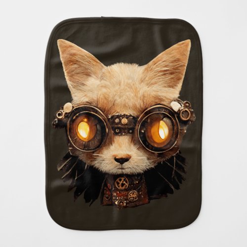 Cat Steampunk Gothic Retro Kitty Portrait Baby Burp Cloth