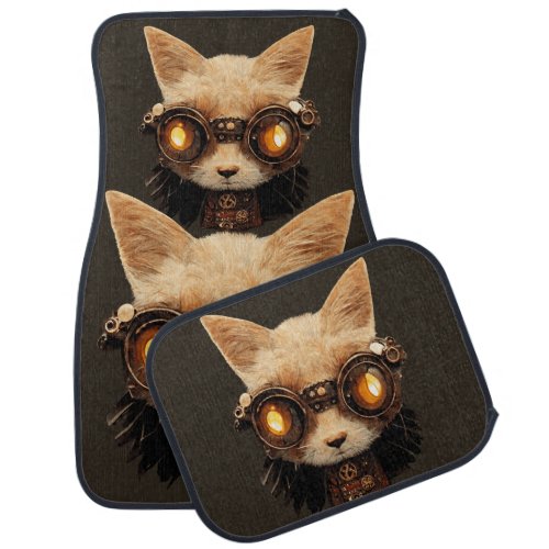 Cat Steampunk Gothic Retro Kitty Portrait Car Floor Mat