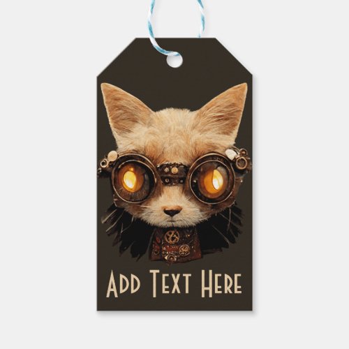 Cat Steampunk Gothic Retro Kitty Portrait Gift Tags
