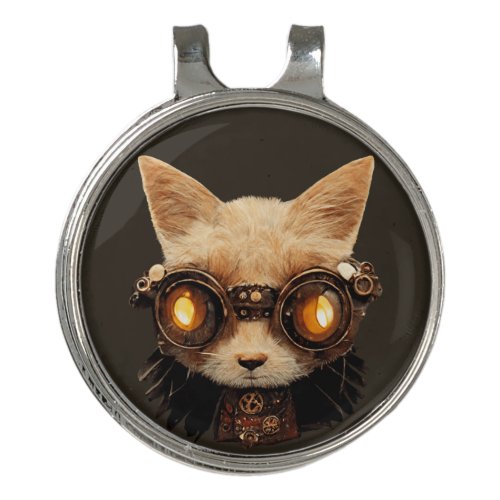 Cat Steampunk Gothic Retro Kitty Portrait Golf Hat Clip