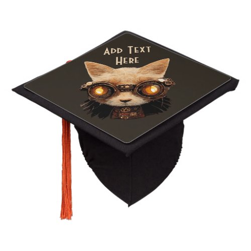 Cat Steampunk Gothic Retro Kitty Portrait Graduation Cap Topper
