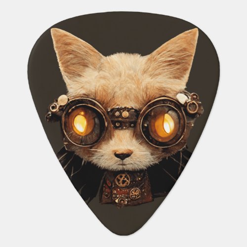 Cat Steampunk Gothic Retro Kitty Portrait Guitar Pick