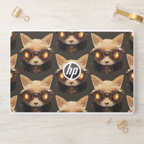 Cat Steampunk Gothic Retro Kitty Portrait HP Laptop Skin