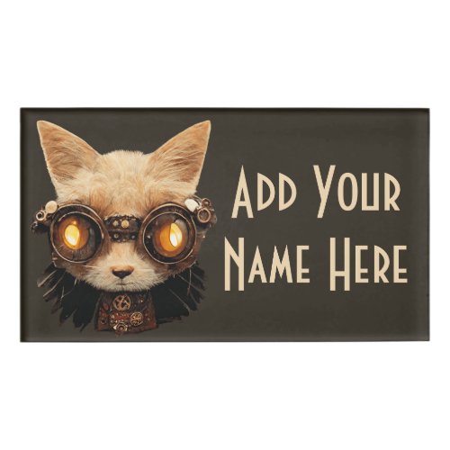 Cat Steampunk Gothic Retro Kitty Portrait Name Tag