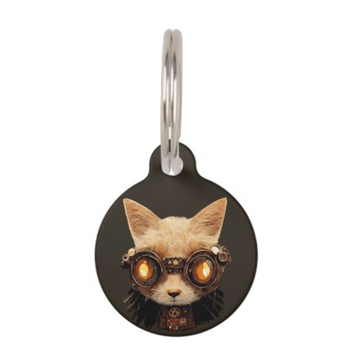 Cat Steampunk Gothic Retro Kitty Portrait Pet ID Tag