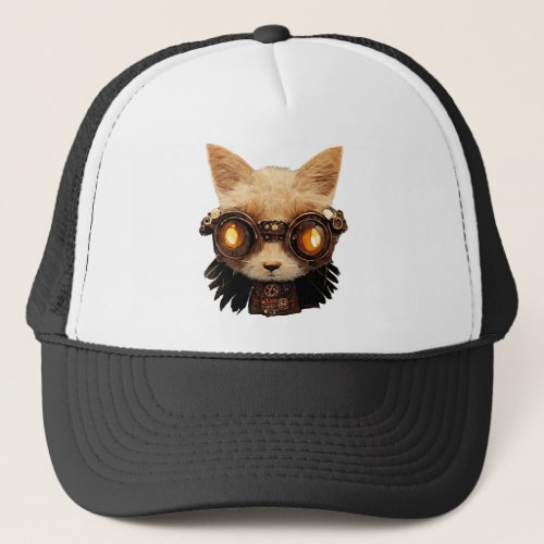 Cat Steampunk Gothic Retro Kitty Portrait Trucker Hat