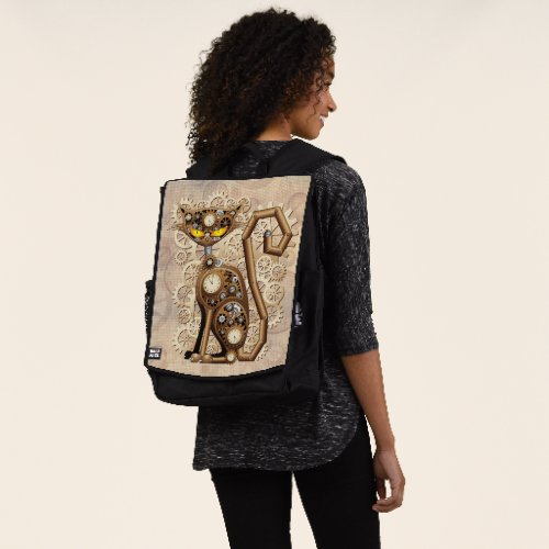 Cat Steampunk Vintage Retro Style Machine  Backpack