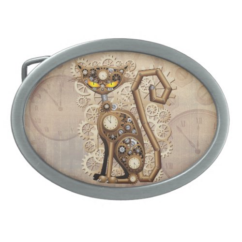 Cat Steampunk Vintage Retro Style Machine  Belt Buckle