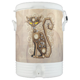Cat Steampunk Vintage Retro Style Machine Beverage Cooler