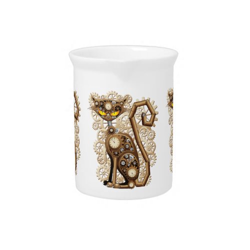 Cat Steampunk Vintage Retro Style Machine  Beverage Pitcher