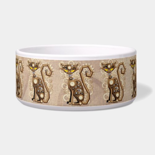 Cat Steampunk Vintage Retro Style Machine  Bowl