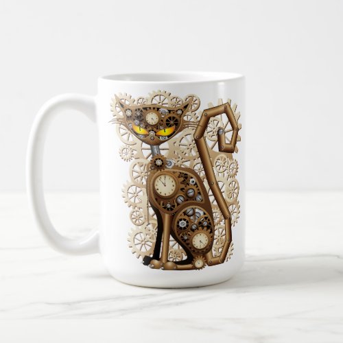 Cat Steampunk Vintage Retro Style Machine  Coffee Mug