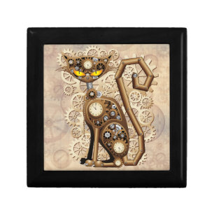 Cat Steampunk Vintage Retro Style Machine Gift Box