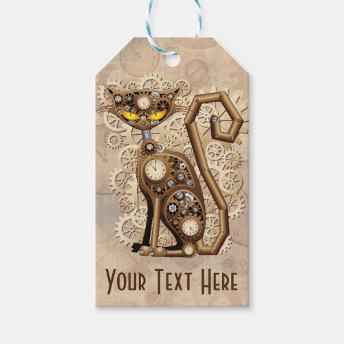 Cat Steampunk Vintage Retro Style Machine  Gift Tags