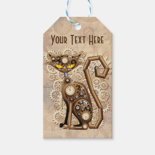 Cat Steampunk Vintage Retro Style Machine  Gift Tags