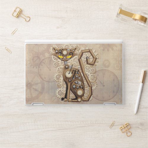 Cat Steampunk Vintage Retro Style Machine  HP Laptop Skin