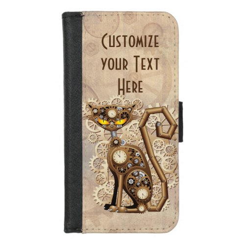 Cat Steampunk Vintage Retro Style Machine  iPhone 87 Wallet Case