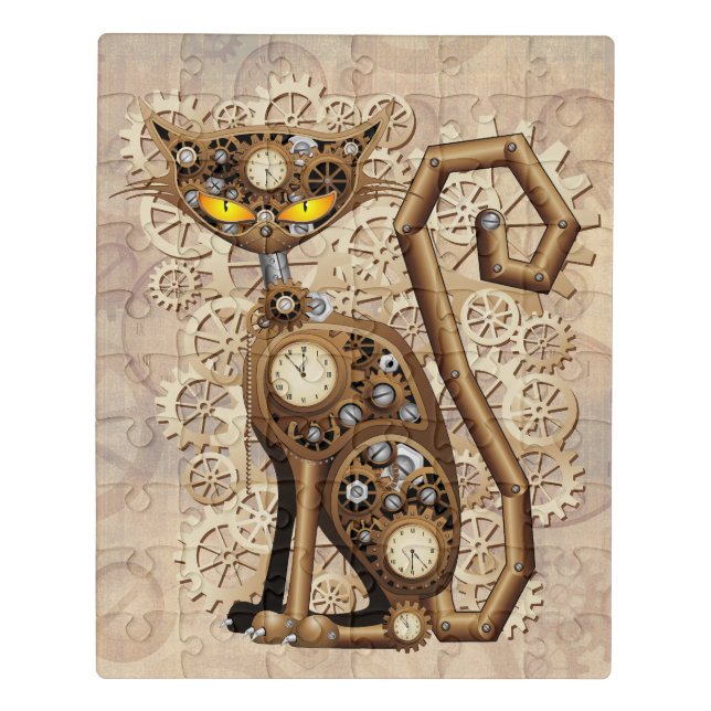 Cat Steampunk Vintage Retro Style Machine  Jigsaw Puzzle (Puzzle Vertical)