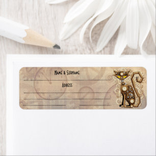 Cat Steampunk Vintage Retro Style Machine Label
