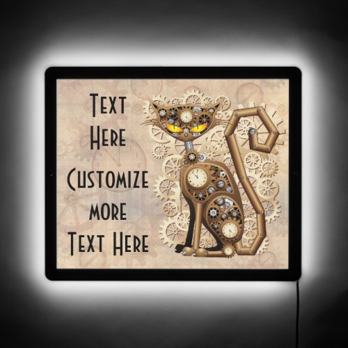 Cat Steampunk Vintage Retro Style Machine  LED Sign