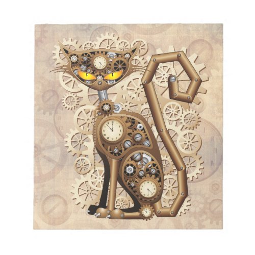 Cat Steampunk Vintage Retro Style Machine  Notepad