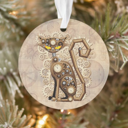 Cat Steampunk Vintage Retro Style Machine  Ornament