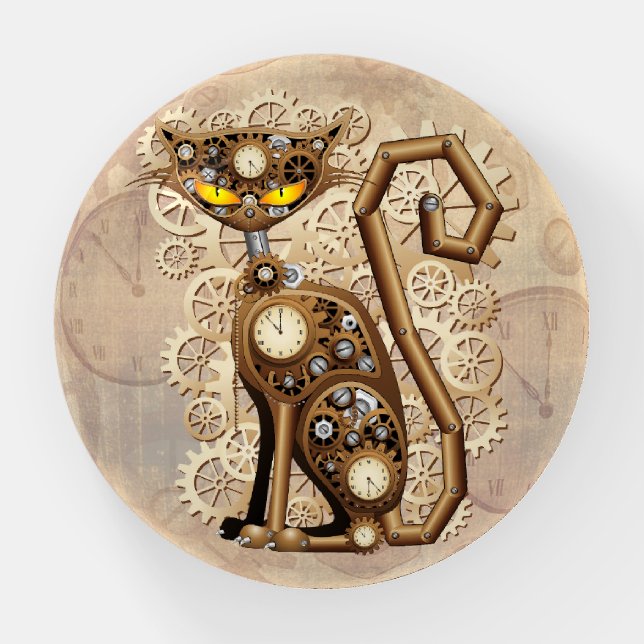Cat Steampunk Vintage Retro Style Machine  Paperweight (Front)