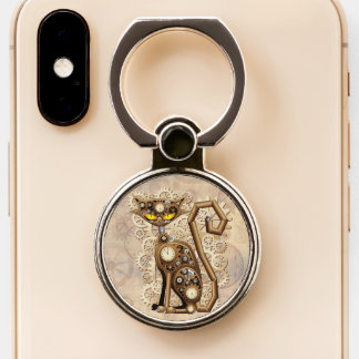 Cat Steampunk Vintage Retro Style Machine Phone Ring Stand