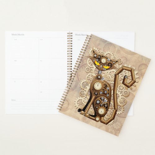 Cat Steampunk Vintage Retro Style Machine  Planner