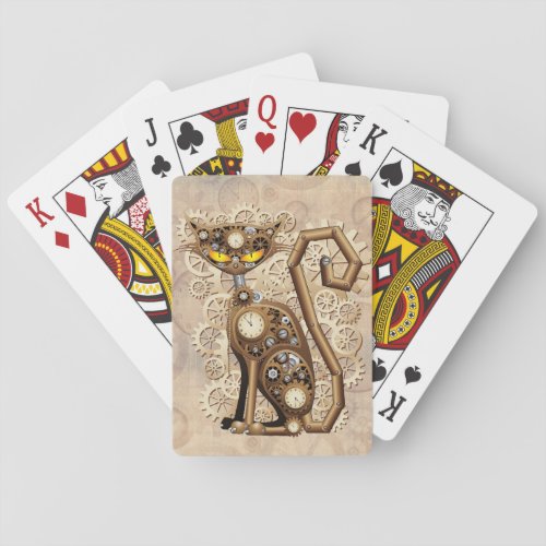 Cat Steampunk Vintage Retro Style Machine  Playing Cards