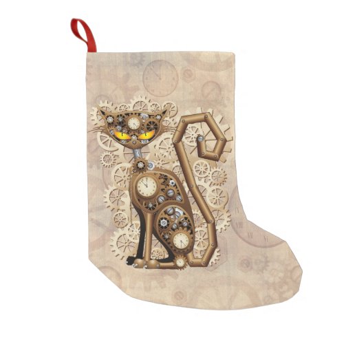 Cat Steampunk Vintage Retro Style Machine  Small Christmas Stocking