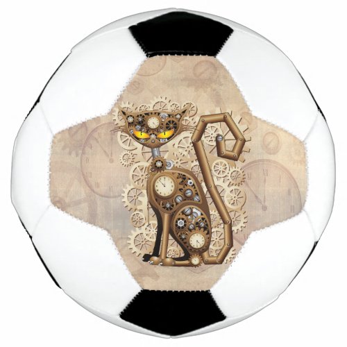 Cat Steampunk Vintage Retro Style Machine  Soccer Ball